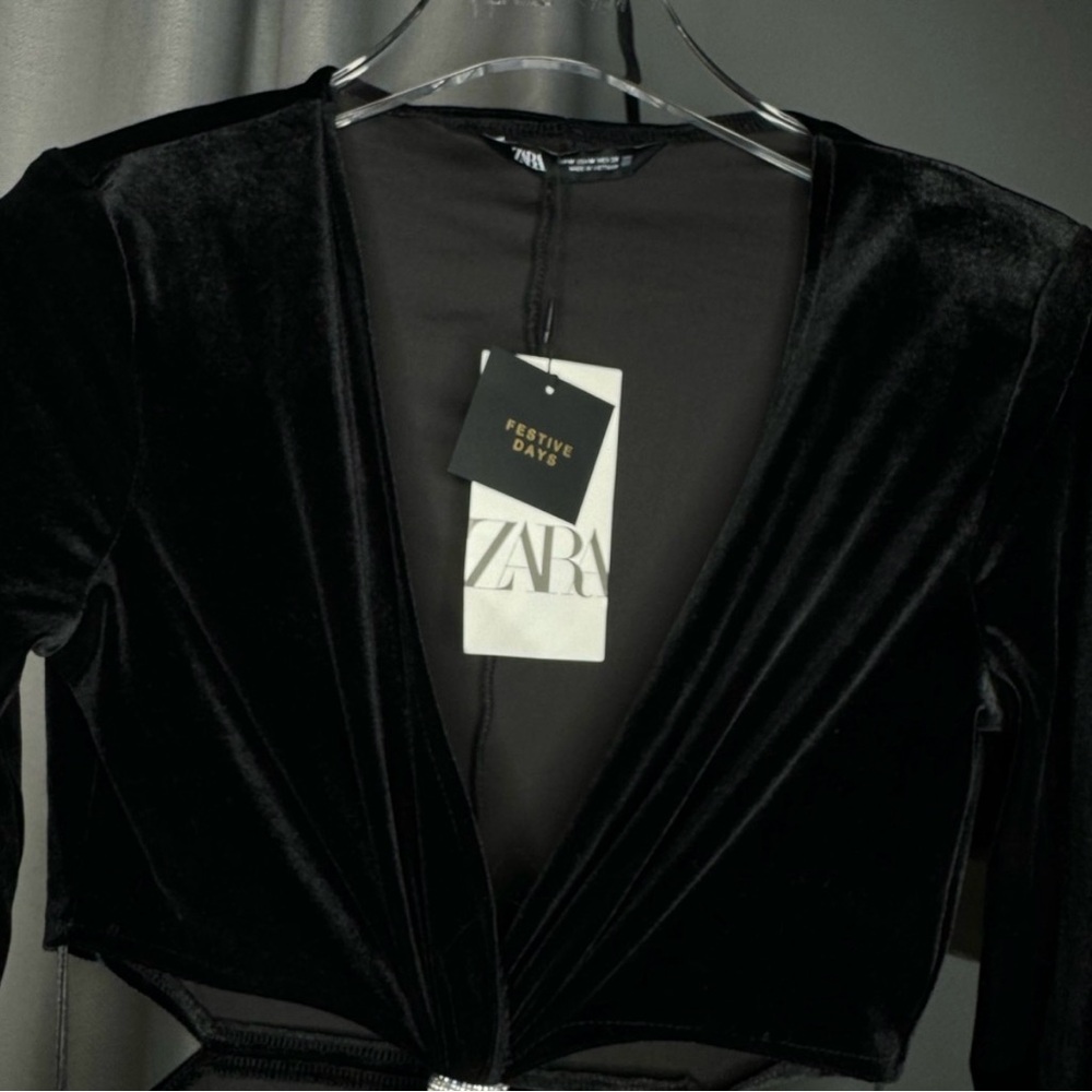 NWT ZARA VELVET MIDI CUTOUT DRESS - M - Picture 12 of 13